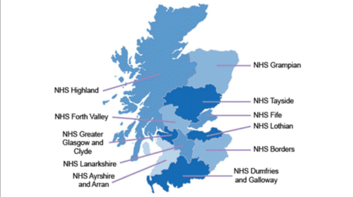Map  of Scottish Health Boards